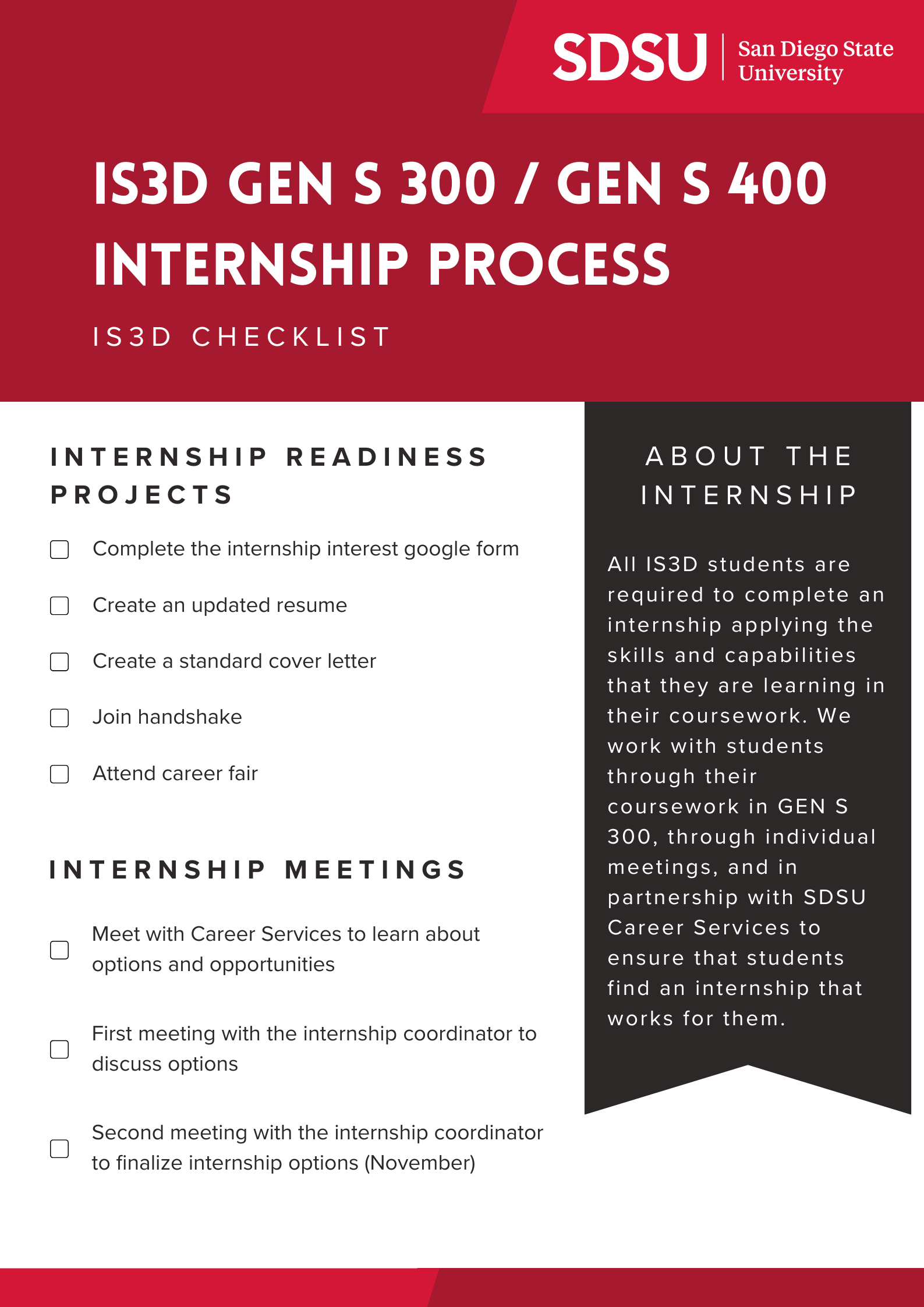 internship checklist